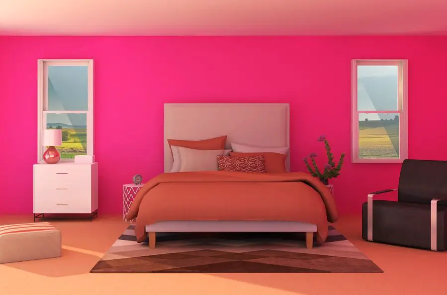 Pink Two Colour Combination for Bedroom Walls